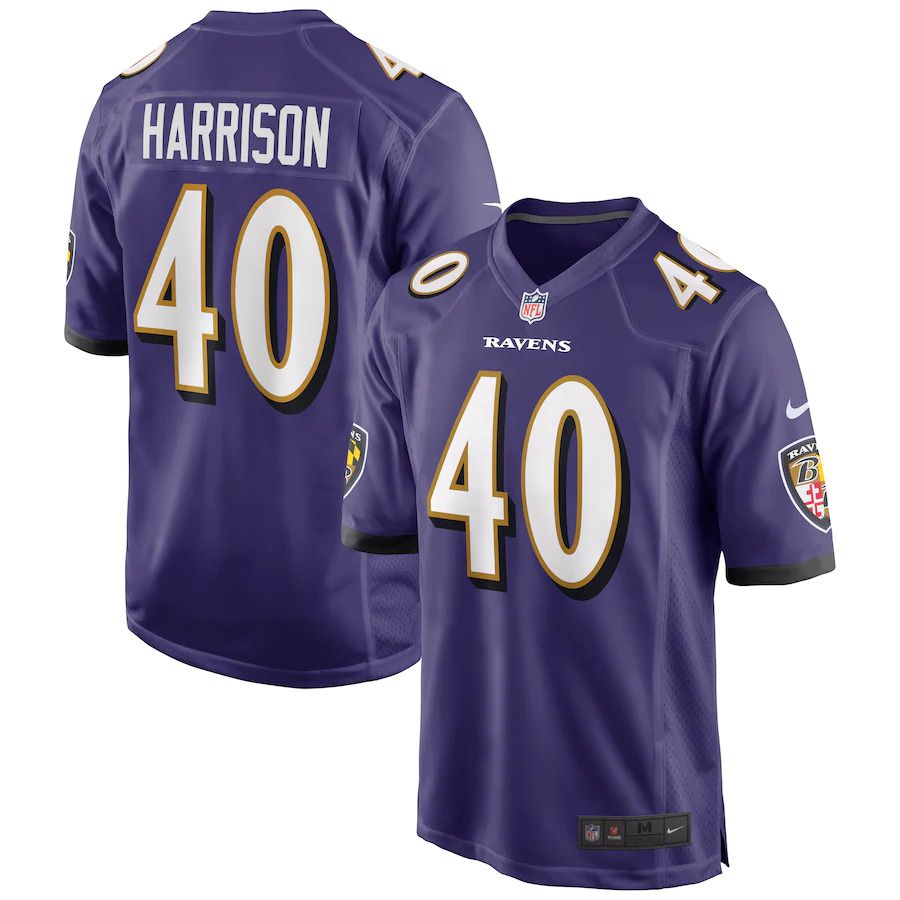 Men Baltimore Ravens 40 Malik Harrison Nike Purple Game NFL Jersey